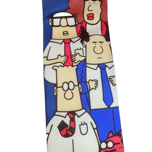 DILBERT & GANG Comic Office Humor Funny Cartoon Blue Neck Tie Mens Necktie - Picture 2 of 4